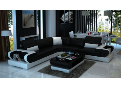 Designer bank bank hoekbank luxe gestoffeerd woonlandschap L-vorm LED