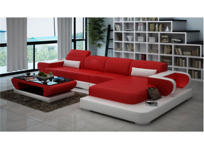 Hoekbank bankstel lederen hoekbank ottomaanse set rode designbank nieuw