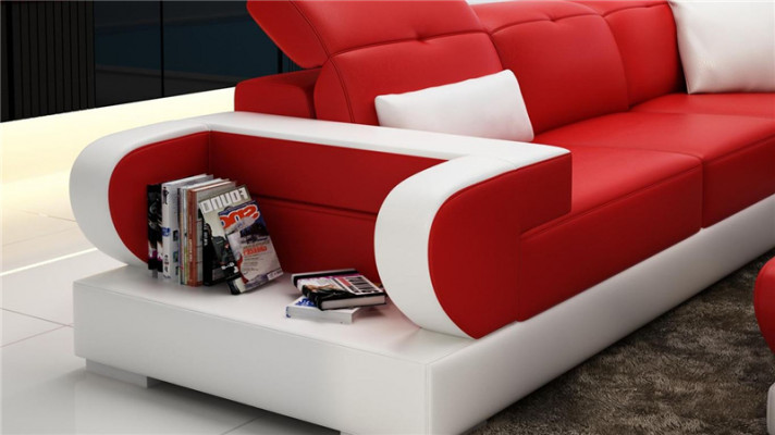 Hoekbank bankstel lederen hoekbank ottomaanse set rode designbank nieuw