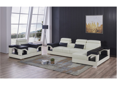 Set Bekleding Hoek + Fauteuil Bank Ontwerp Bank Banken Lederen Bank Zit Hoek
