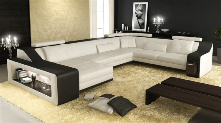 Hoekbank Bank Woonlandschap U-vorm Beklede Bank Leren Bank Sofa's Leren Banken Nieuw
