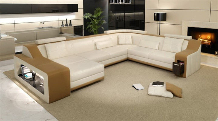 Hoekbank Bank Woonlandschap U-vorm Beklede Bank Leren Bank Sofa's Leren Banken Nieuw