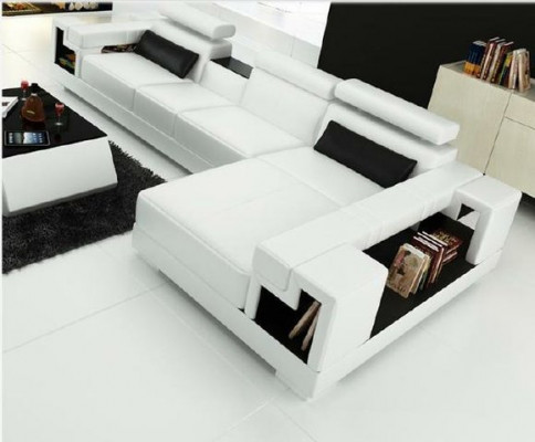 Luxe leren bank hoekbank gestoffeerde hoekbank + salontafel 2-delige set bank