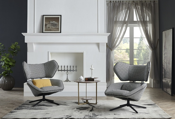 Lounge Luxe Televisie Club Bekleding Zitje Design Stoel Bank Bank Relax Stof