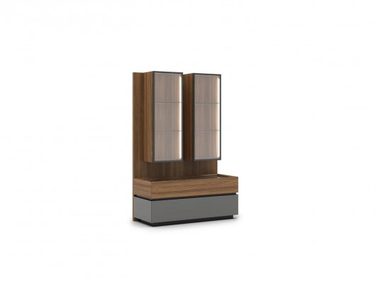 Luxe complete woonwand bruin meubel ontwerper set inrichting tv-standaard modern.