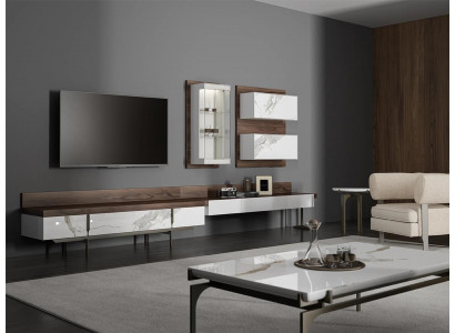 Woonwand tv-standaard dressoir wandkast modern woonkamer hangende vitrine hout