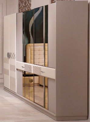 Slaapkamer kledingkast Luxe meubels Beige inrichting Kast Nieuw