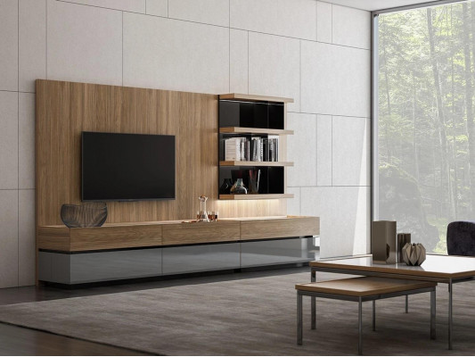 Woonkamer meubels woonwand 320 cm inrichting Bruin Luxe Wandplanken