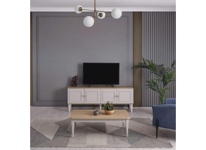 TV-standaard kast RTV Lowboard Woonkamer Grijs Hout Sideboard Modern