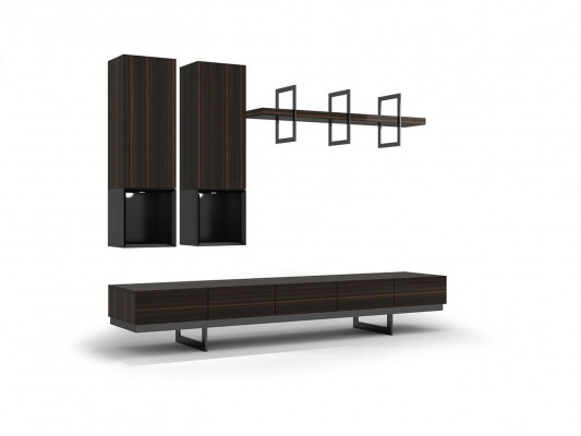 Woonkamerset TV-standaard 2x wandkast design inrichting modern wandrek