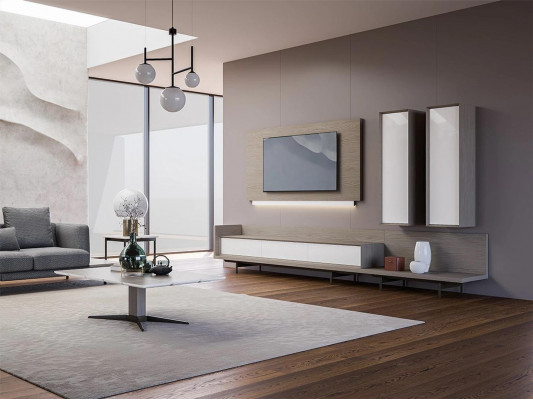 Woonwand TV-standaard TV-frame Inrichting 2x muurkast Design Modern Meubilair