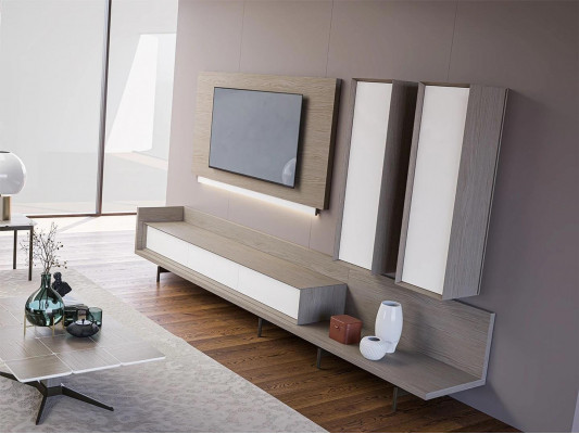 Woonwand TV-standaard TV-frame Inrichting 2x muurkast Design Modern Meubilair