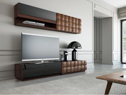 Woonkamer Compleet 4-delig tv-meubel woonwand houten meubels wandplank wandkast