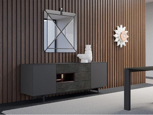 Ontwerper Eetkamer Eettafel Set Stoelen Metaal Textil Eethoek Kast