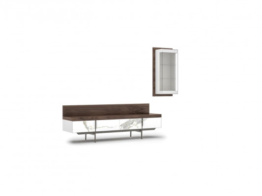 Woonkamer set 2-dlg TV-standaard Compleet Hangende vitrine Luxe Modern Design