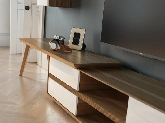 Wandmeubel set 5-delig houten meubilair TV-standaard + salontafel Modern 2x wandplanken