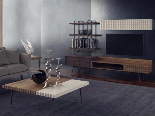 Bruin compleet woonkamer meubels muurkast tv-standaard wandplanken