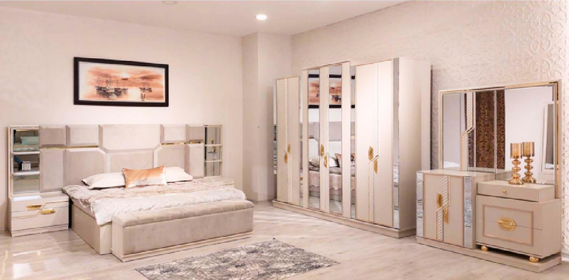 Stel luxe tweepersoonsbed met 2 nachtkastjes slaapkamer modern designer meubels