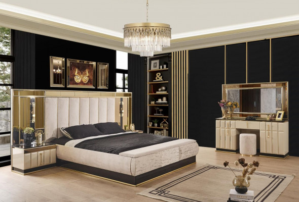 Luxe slaapkamerset 4-delig bed 2x nachtkastje kaptafel Nieuw