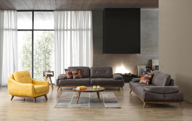 Stijlvolle woonkamerontwerpset Driesitzer Moderne fauteuil 2-delig.