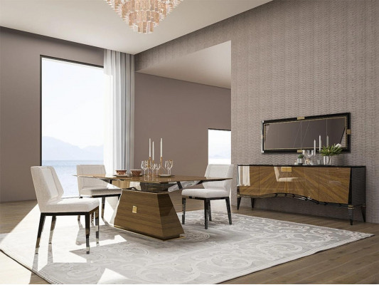 Luxe Moderne Meubels Eetkamer Eettafel Ontwerp 4x Stoelen Eethoek Dressoir