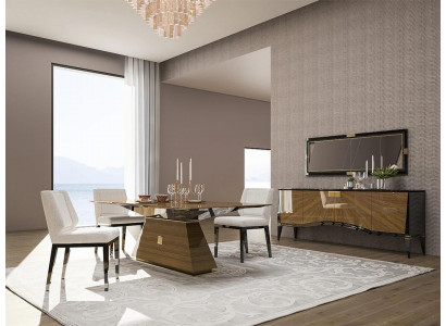Luxe Moderne Meubels Eetkamer Eettafel Ontwerp 4x Stoelen Eethoek Dressoir