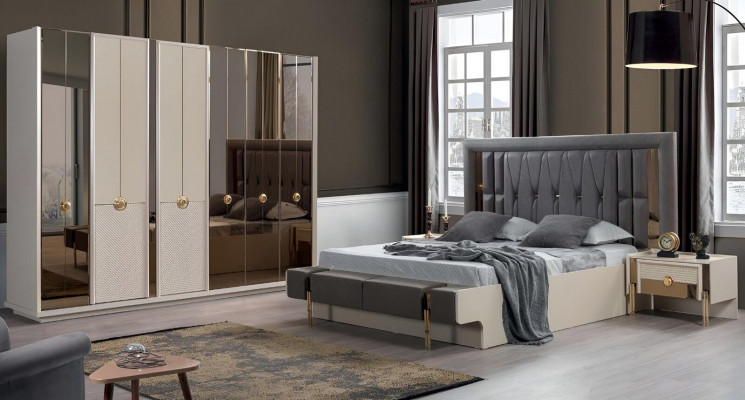 Ontwerp Compleet Meubilair Moderne Slaapkamer Bed 2x Nachtkastjes Kledingkast