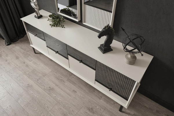 Modern set ontwerper Wit Sideboard 2x Spiegel 4-deurs 2-delige luxe set