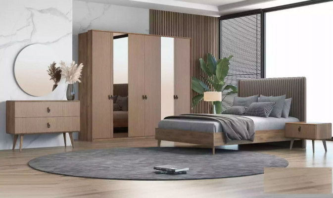 Stel bed 2x nachtkastjes kaptafel slaapkamer 6-dlg ontwerp modern
