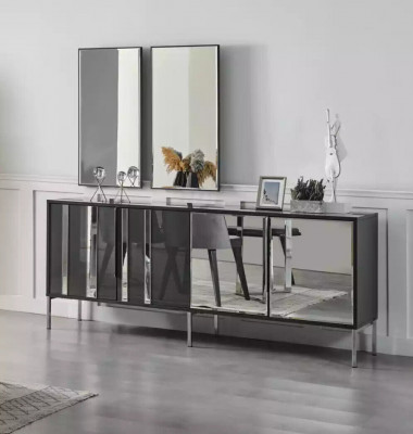 Compleet set eettafel 4x stoelen eetkamerset eetgroep dressoir 8-delig