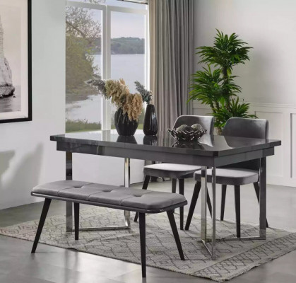 Compleet set eettafel 4x stoelen eetkamerset eetgroep dressoir 8-delig