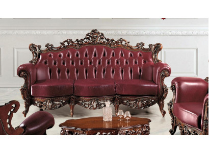 Chesterfield 3-zits bank van leer, luxueus design van Italiaanse meubels.