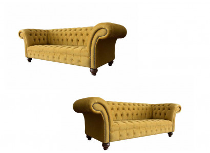 Luxe Chesterfield bankstel 2x 2 zits bankstel Textiel Moderne bankstellen Nieuwe set