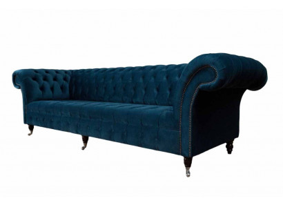 Ontwerp Luxe Chesterfield Bankstel 4-Zits Bank Bekleding Bankstellen Meubels Blauw