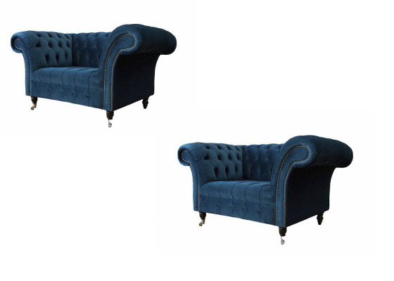 Fauteuil Chesterfield meubelset 2x éénzitter set luxueuze fauteuils banken 2 stuks.