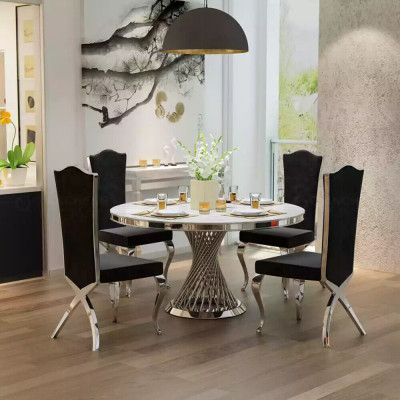 Ronde tafel Gouden voet Chroom Ronde tafels Eettafels Luxe 130cm