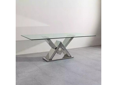 Luxe eettafel kolomtafel Zilveren eettafels Eettafel Eetkamertafel Glazen tafel