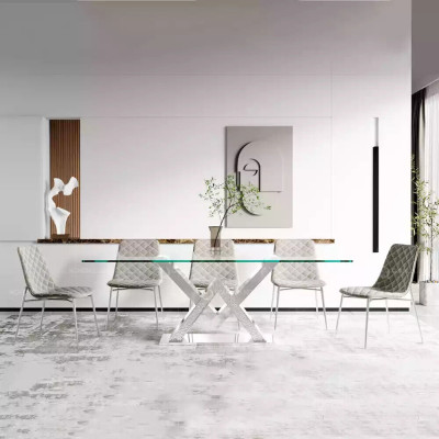 Luxe eettafel kolomtafel Zilveren eettafels Eettafel Eetkamertafel Glazen tafel