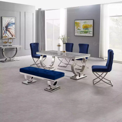 Luxe eettafel kolomtafel eettafels eetkamer tafel Zilver 200x100