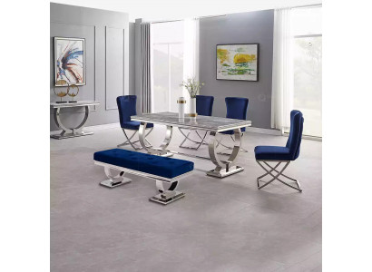 Luxe eettafel kolomtafel eettafels eetkamer tafel Zilver 200x100