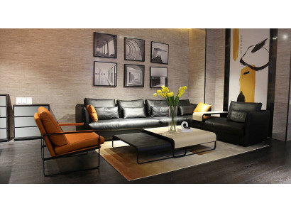 Italiaans lederen stijl woonkamer meubels hoekbank bankstel hoekbank