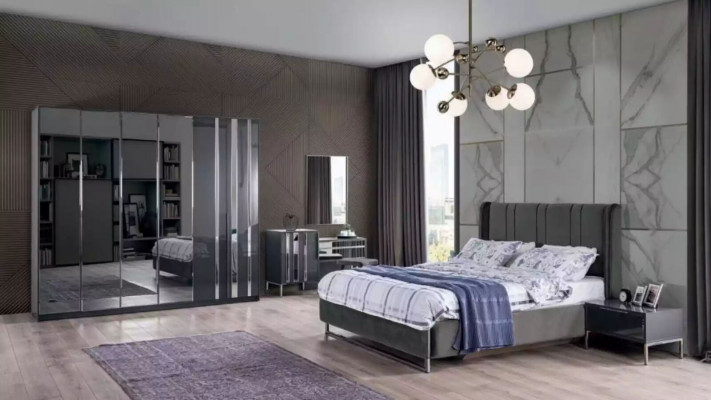 Slaapkamer Set Bed 2x Nachtkastjes Houten Meubelen 3-delig Modern Design Sets