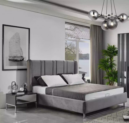 Slaapkamer Set Bed 2x Nachtkastjes Houten Meubelen 3-delig Modern Design Sets