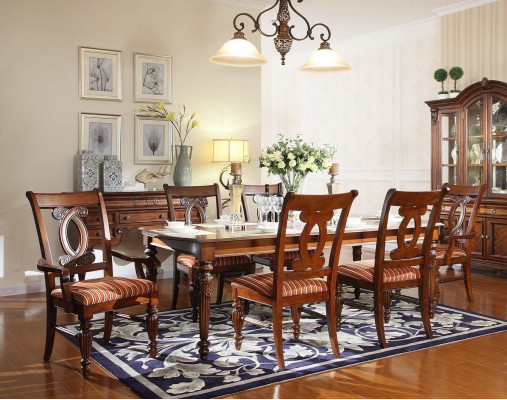 Eetkamer Eettafel 4x stoel 2x stoel set van 7 delen Luxe houten meubels