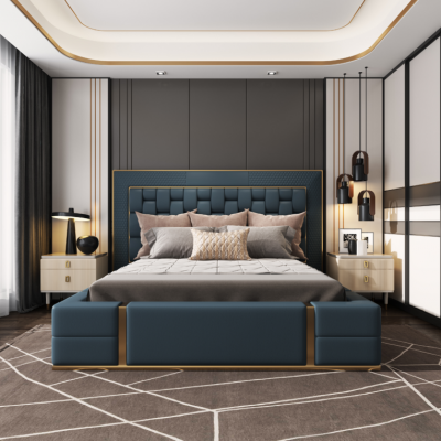 Modern Bedden Luxe Slaapkamer Nieuw Bed Ontwerp Luxe Blauw Tweepersoonsbed