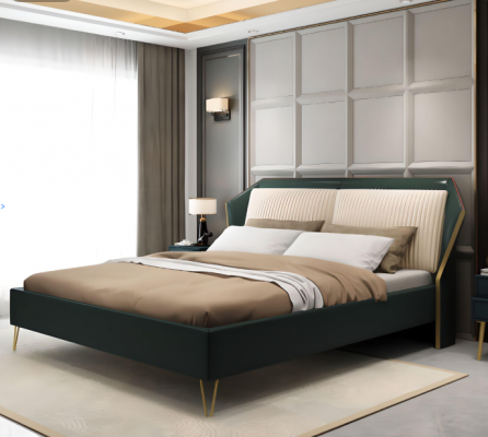 Luxe textiel bed met dubbel design slaapkamerbedden Metaal Groen Nieuw