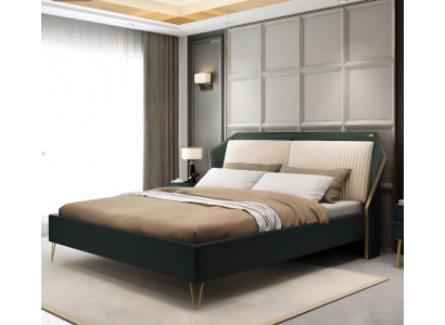 Luxe textiel bed met dubbel design slaapkamerbedden Metaal Groen Nieuw