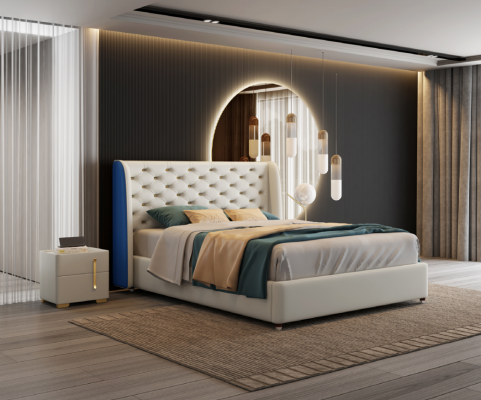 Slaapkamer meubel ontwerper bed bedframe tweepersoonsbedden elegantie hout