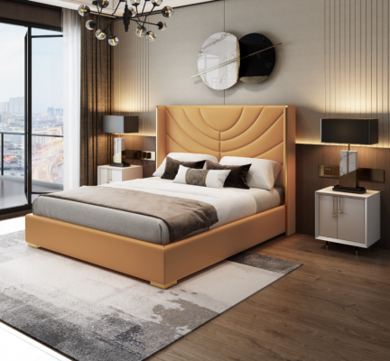 Ontwerp tweepersoonsbed bed 180x200cm hotelmeubilair luxe gestoffeerde slaapkamer