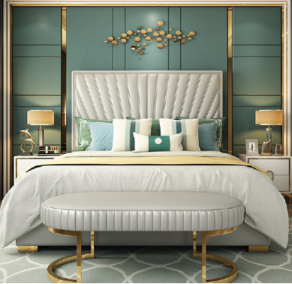 Houten design bed Dubbel Luxe Modern Hotel Frame Slaapkamer Nieuw.